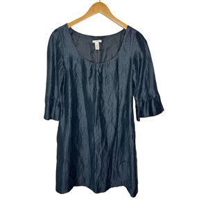 J. Crew linen blend shift dress 3/4 sleeve charcoal size 6